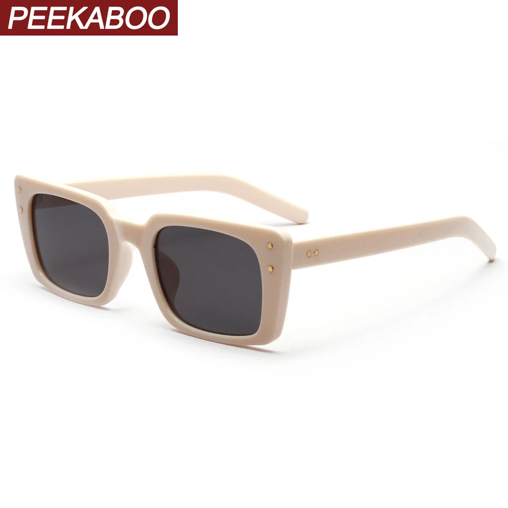Peekaboo Ретро Квадратные Солнцезащитные очки женские с заклепками черные бежевые недорогие солнцезащитные очки для женщин Лето uv400 Прямая поставка