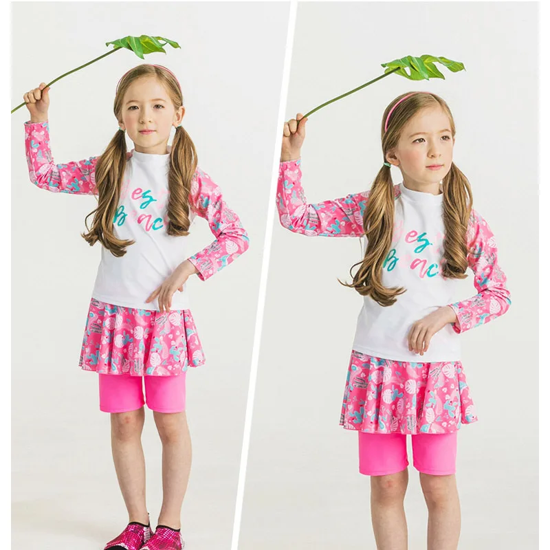 Baby Clothing Female Child Swimwear Bikini Rash Guard Kids Guards Children Girls Indoor Outdoor Split Fake Two Piece Shorts