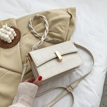 

New Simple Rope Strap Female Shoulder Handbags Small PU Leather Flap Bags for Women Solid Color Ladoes' Travel Crossbody Bags