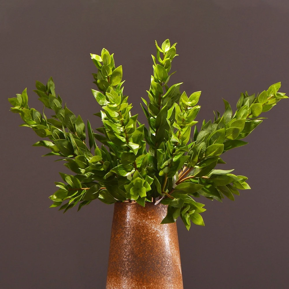 6pcs New Artificial Plants Money Leaf 77cm Long Pole Green Plant Plastic Leaf Office Living Room Table Garden Hotel Decoration