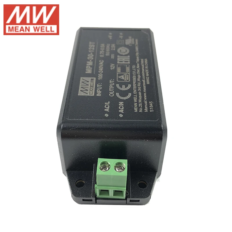 Бренд MEAN WELL представляет MPM-30-12ST медицинский инкапсулированный переключение Питание 110 V/220VAC для работающего на постоянном токе 12 В в 2.5A Винтовые клеммы типа
