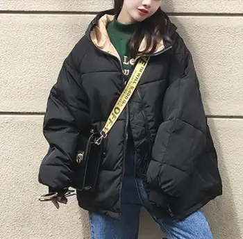 

2018 new winter Korean thick padded bread down jacket small women's short bf loose women's jacket coat