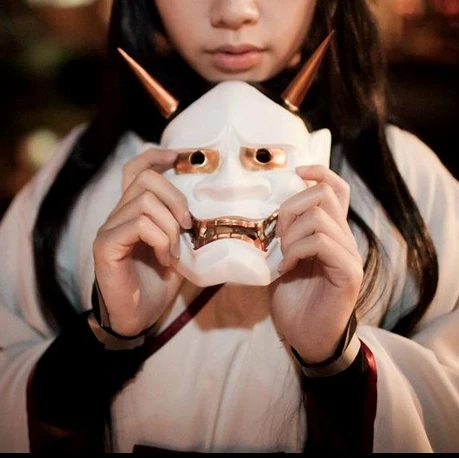 Аниме Ghost Oni Aka Shiro Hannya смоляная маска японская для Хэллоуина Riricho косплея