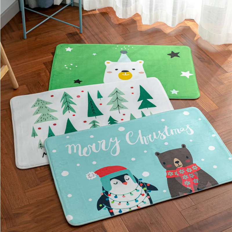 Мультяшный коврик с рождественским дизайном Коврик для двери свежий стиль милые животные пол противоскользящие ковры для декоративной области коврики