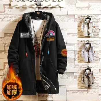 

Mens Oversized Thickened Coats Male Warm Zipper Hooded Fleece Jacket Male Signet Parkas For Men Winter 6Colors