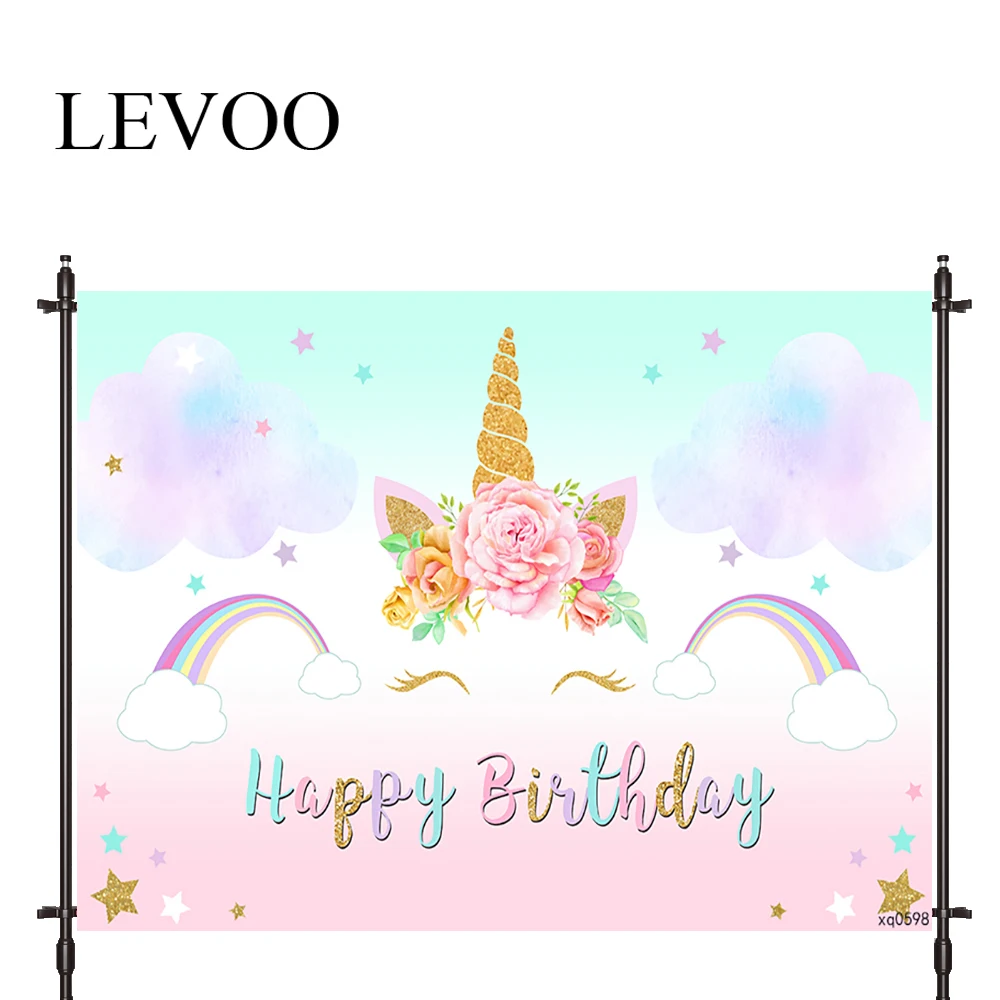 

LEVOO photographic background unicorn rainbow princess color birthday photocall photobooth studio photography backdrop