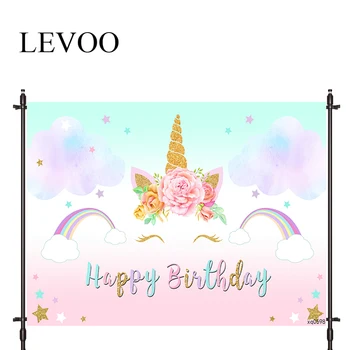 

LEVOO photographic background unicorn rainbow princess color birthday photocall photobooth studio photography backdrop