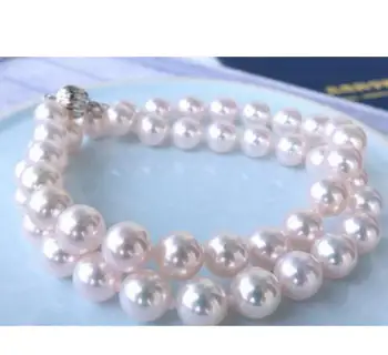 

Jewelry Free Shipping gorgeous AAA 8-8.5mm round AKoya natural white pearl pearl necklace 14K white gold send box