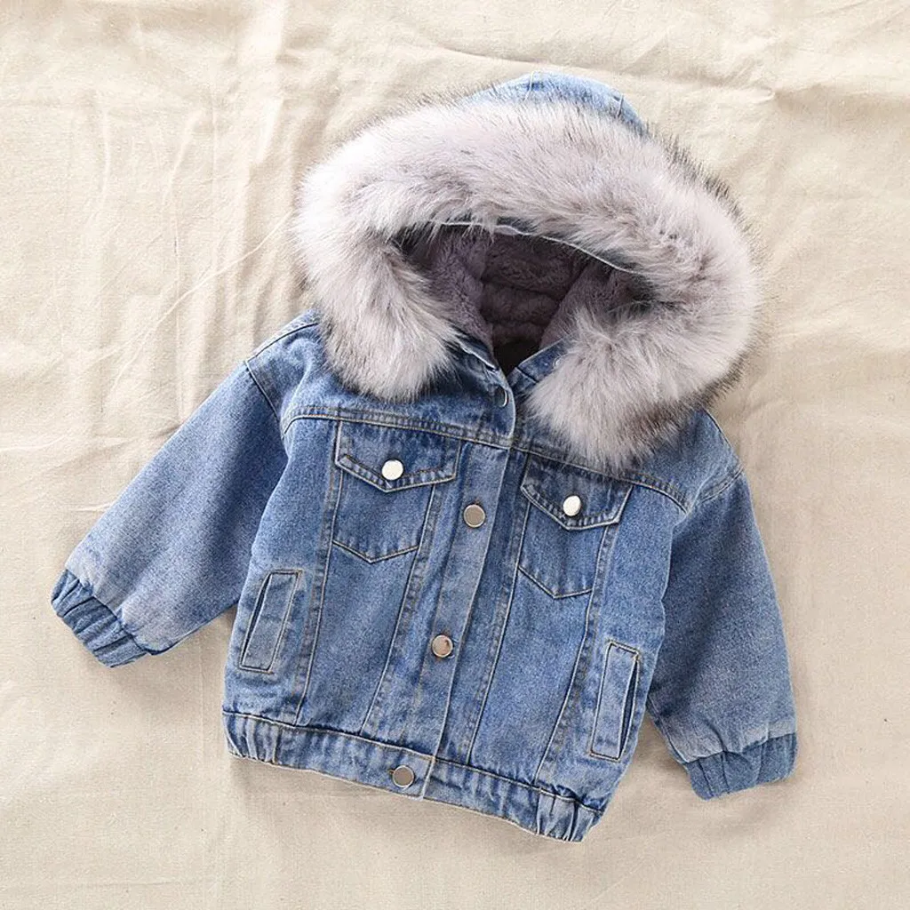 baby girl jean jacket with fur
