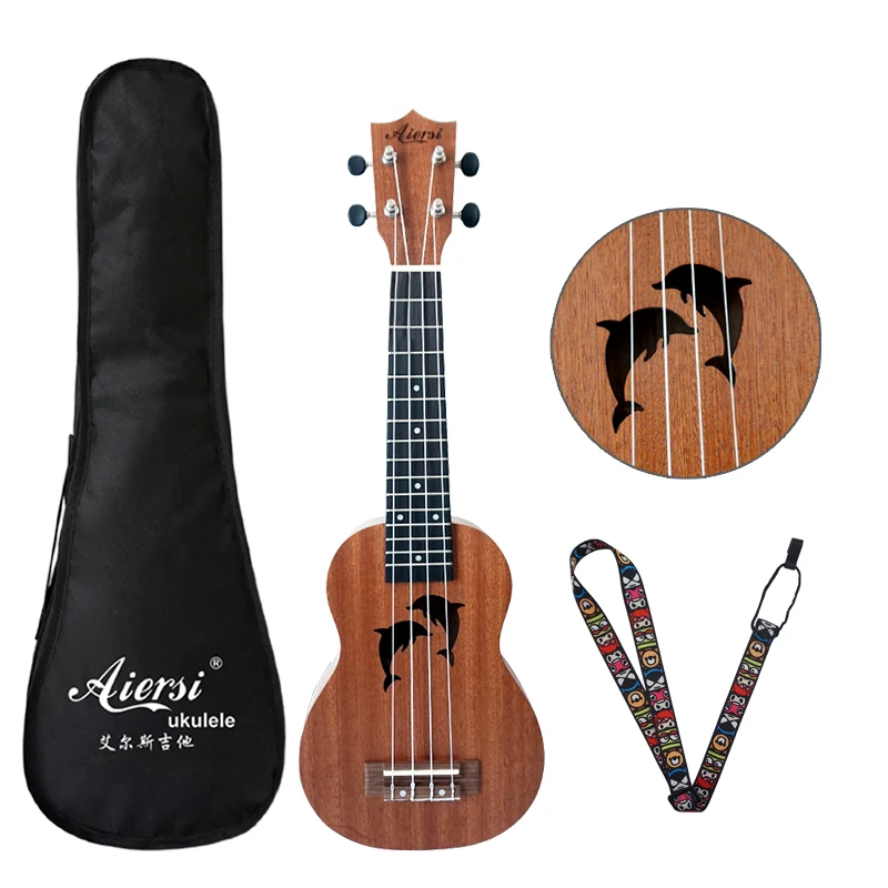 Aiersi-Mahogany Soprano Ukulele Guitar, 4 Strings, Hawaii Ukelele