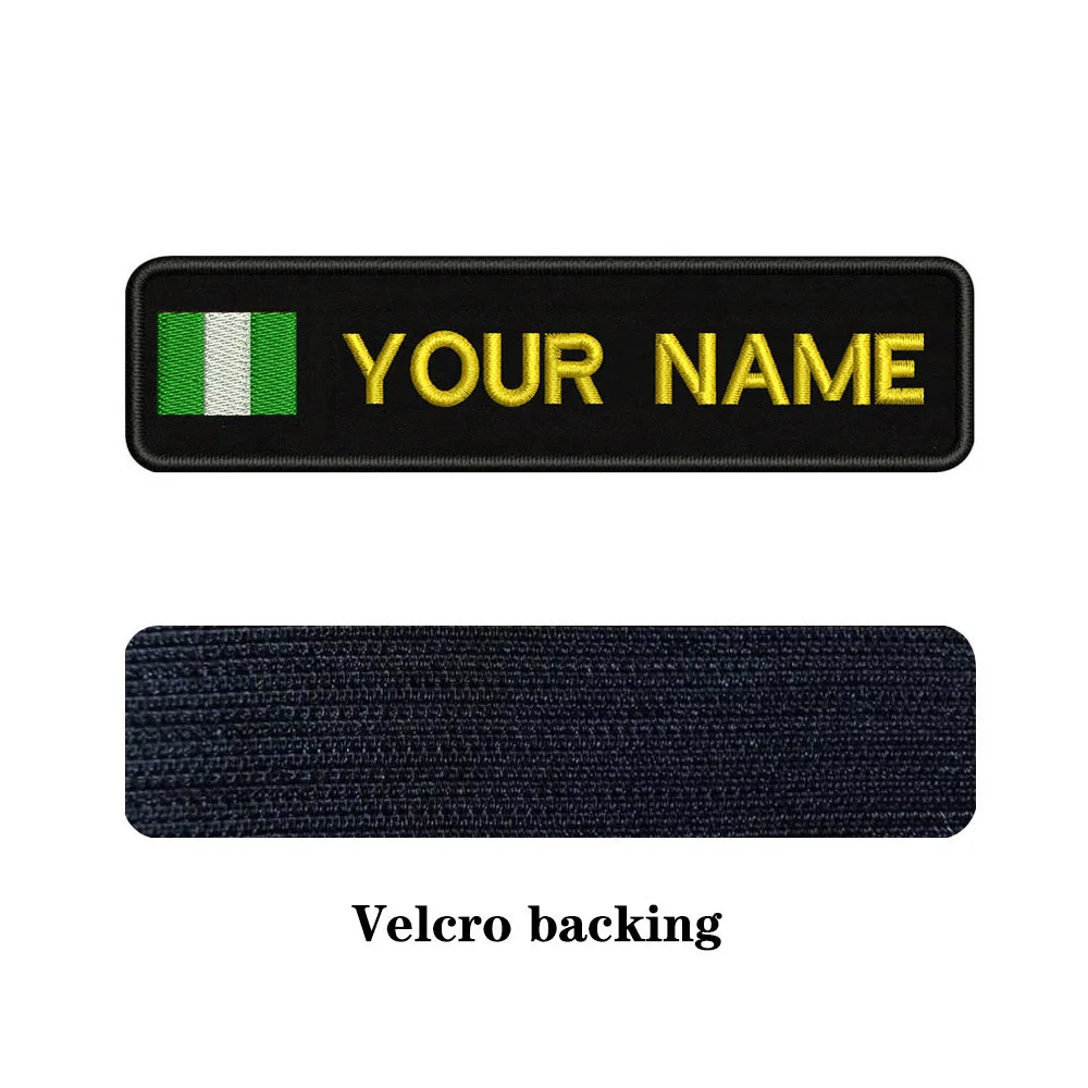 Вышивка на заказ нигерийский флаг имя или заплатка с текстом 10 см* 2,5 см значок Утюг на или липучке Подложка для одежды брюки рюкзак шляпа - Цвет: yellow-Velcro