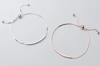 

1PC Authentic REAL. 925 Sterling Silver Arch Lucky Bar Straight /Hollow pipe chain Bracelet Ball Beads charms GTLS956