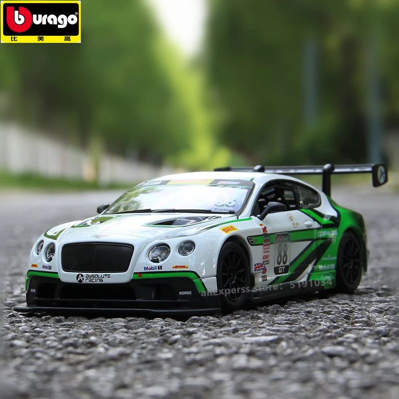 Bburago 1:24 Bentley Континентальный GT3 трек версия трансформер сплав модель автомобиля Моделирование Украшение автомобиля коллекция Подарочная игрушка