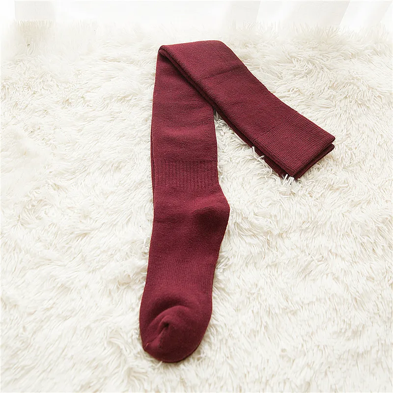 dark red Новинка зимы Женские однотонные винтажные Harajuku Гольфы толстые удобные махровые колготки сохраняющие тепло повседневные носки оригинальные трендовые - Цвет: dark red