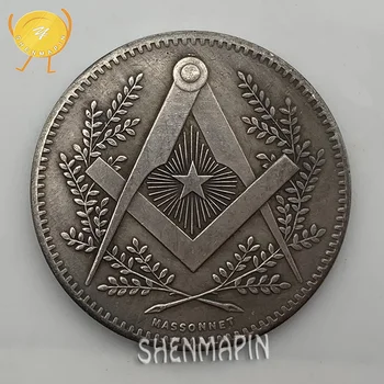 

Free-Mason Commemorative Coin Christian Holy Land Moon Mountain Challenge Coin Mont Sinai One Open Eye Brass Coins Collectibles