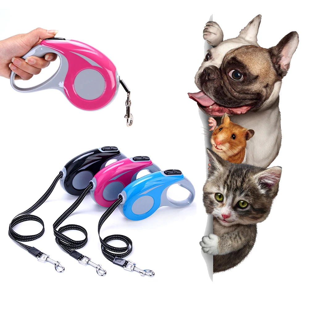 

Automatic Retractable Pet Leash Nylon Walking Dog Traction Rope Extendable Pet Leash Lead Puppy Training Running Safety Rope