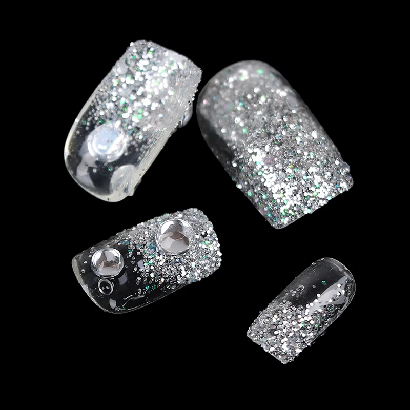 Useful 24pcs 3D Rhinestone Glitters Bling Decoration Long Fake False Acrylic Sticker Nail Tip With Glue Noble Manicure