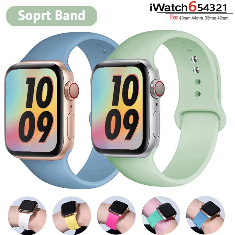 Ремешок силиконовый для Apple Watch band 44 мм 40 аксессуары смарт-часов браслет iWatch 6 3 5 4 se