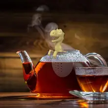 Чайный пакетик, силиконовый травяной фильтр для специй в форме динозавра, ситечки для заварки чая, многоразовый свободный фильтр