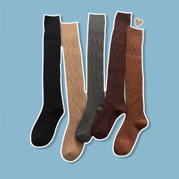 

Women Solid color knit Extra Long Boot Socking Over Knee Thigh High Girls Warm Stock Autumn And Winter Ladies Fashion Items