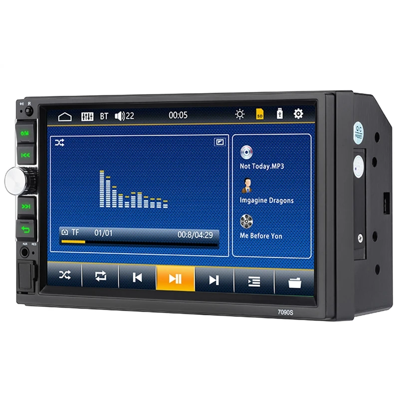 Автомагнитола HD 7 дюймов контактный экран стерео 12 В 2 Din FM ISO мощность Aux вход Авто MP5 плеер SD USB 7090S