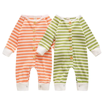 

Warm Striped Jumpsuit For Boy Girl Autumn Winter Long Sleeve Cotton Newborn Baby Rompers Christmas Present Infant Romper D30