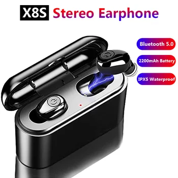 

2020 new X8S TWS Bluetooth 5.0 Earphones Wireless Bluetooth Headset Sports Stereo Earbuds Built-in Mic with Charging bin