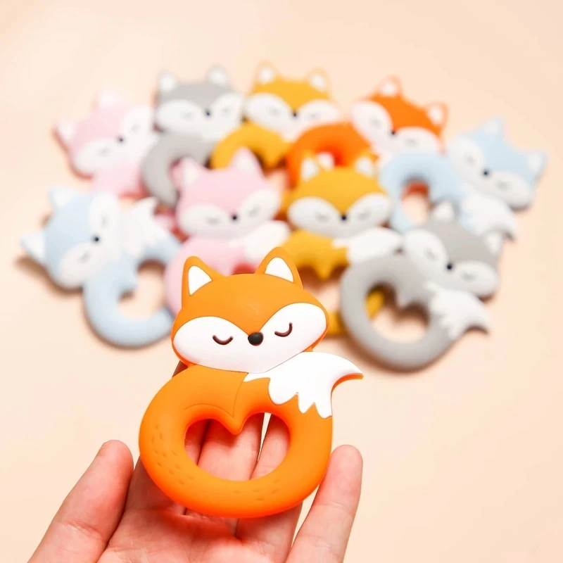 Teething Toys Baby Teething Toys Silicone Teething Toys Silicone Teether Silicone Teether Rodent Cartoon Animals 1pc Food Grade Silicone Pandents DIY Teething Toys Teeth Tiny Rod Baby Teethers Gift