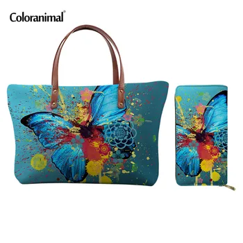 

Coloranimal Handbags&Purse Set Women 3D Animal Butterfly Printing Top-Handle Bag Ladies Beach Totes for Females Shoulder Bag Bag