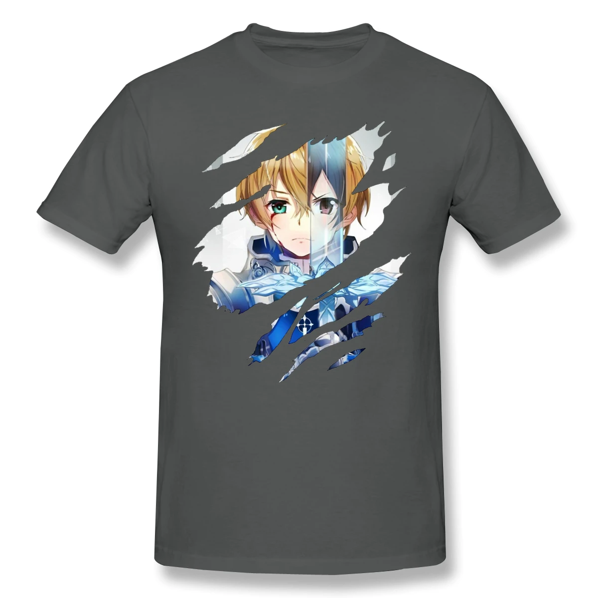 Футболка для мужчин Eugeo X kiito 100% хлопок Sword Art Online футболка 6XL одежда смешного