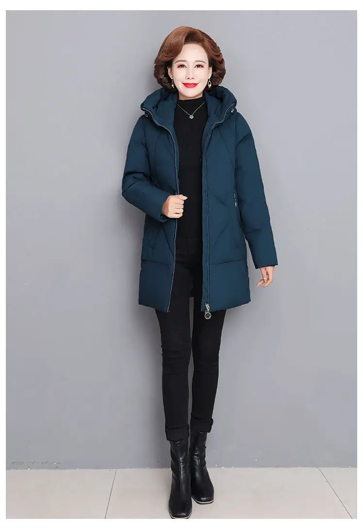 Hooded Thick Down Jacket Female 2025 New Middle Aged Mother Cotton Winter Coat Grandmother Wear Plus Size Long Parka Women 6XL