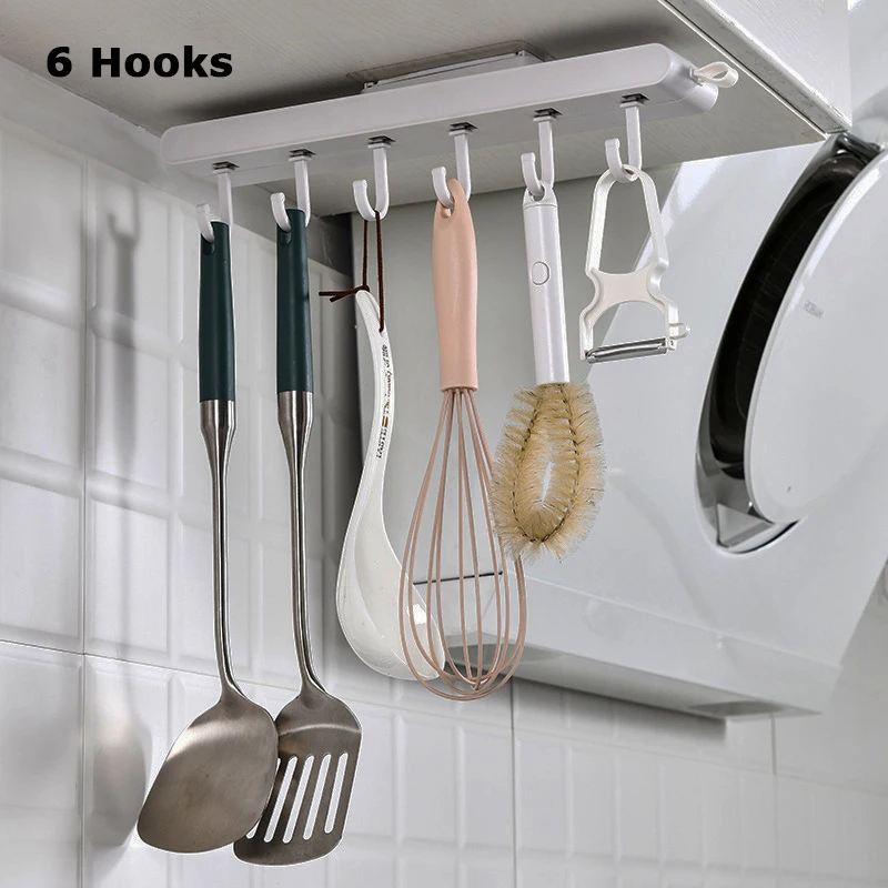 Kitchen Storage Hooks Shelf Adjustable Hanging Utensil Rack Holder