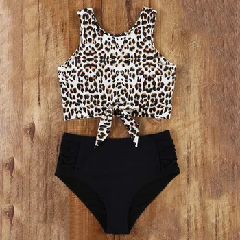 

#Z45 Leopard Bandage Bikini Set Women Bikini Push Up 2020 Tank Top Swimsuit High Waist Beachwear Tankini Bathing Suit Women