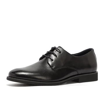

ST&SAT Casual Derby Genuine Leather Dress Shoes Light Black Round Toe Lace up Formal Shoes Wedding Office Designer Shoes