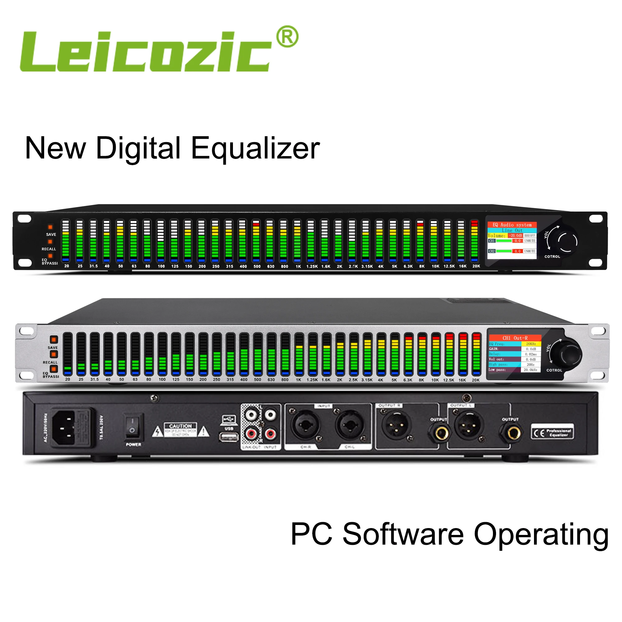 Leicozic New Equalizer 31 Bands Digital Equaliser Equipo De Audio  Profesional Equalizador Spectrum Display Speaker Management