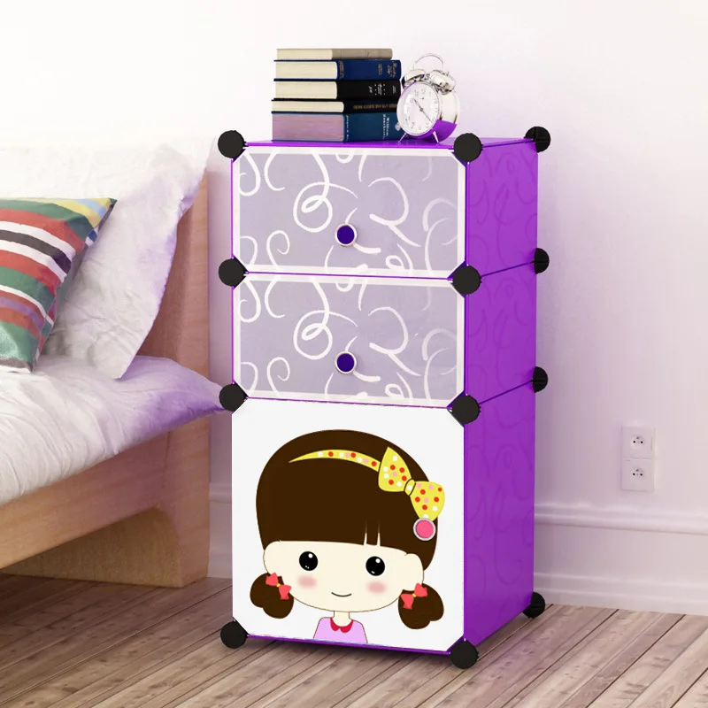 

Bedside Table Simplicity Children Environmentally Friendly Plastic Storage Cabinet Minimalist Modern Classic-Style Bedside Table
