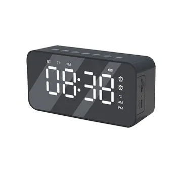 

Portable Bluetooth Speaker Car Mirror Alarm Clock Built In MIC Wireless TF Card FM Radio LED Display Bass Home Digital