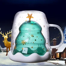 Новая горячая Рождественская елка события чашка звезда воды двухслойные Стеклянные Кружки для коктейля вина D6