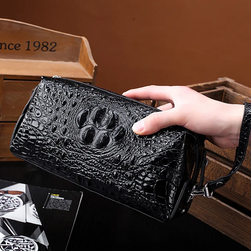 

2019 New Style Men Crocodile Handbag Really Super Fine Reinforced Leather Handbag Long Large-Volume Business Zipper Clutch Bag
