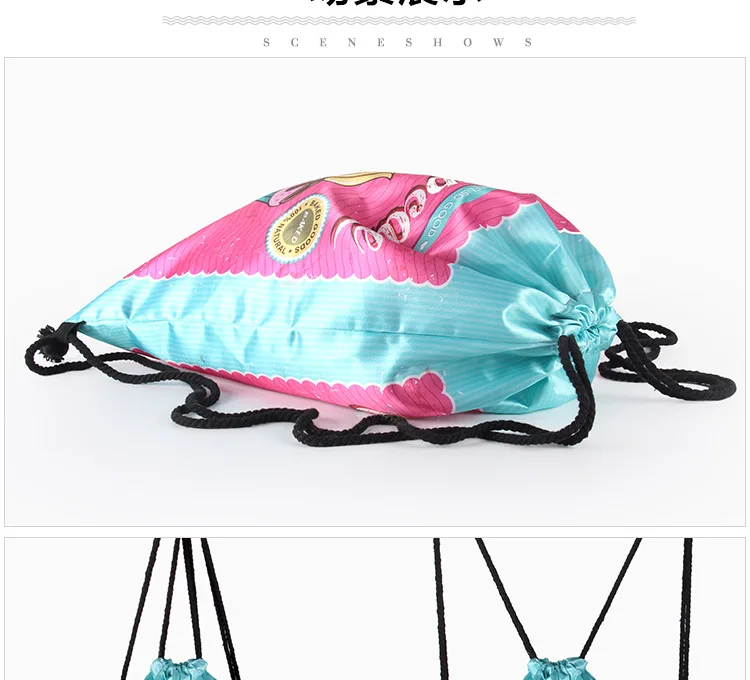 2017 Новый стиль мороженое мешок с кулиской с принтом простой водонепроницаемый рюкзак сумка на шнурке новые продукты студенческий стиль