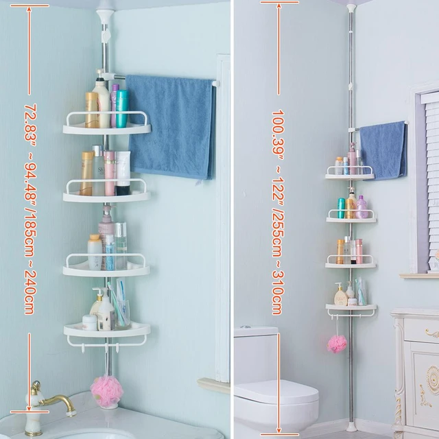 4-layer Shower Corner Storage Rack Bathroom Storage Organizer for Shampoo  Accessories Height Adjustable Punch-free 185-310cm - AliExpress