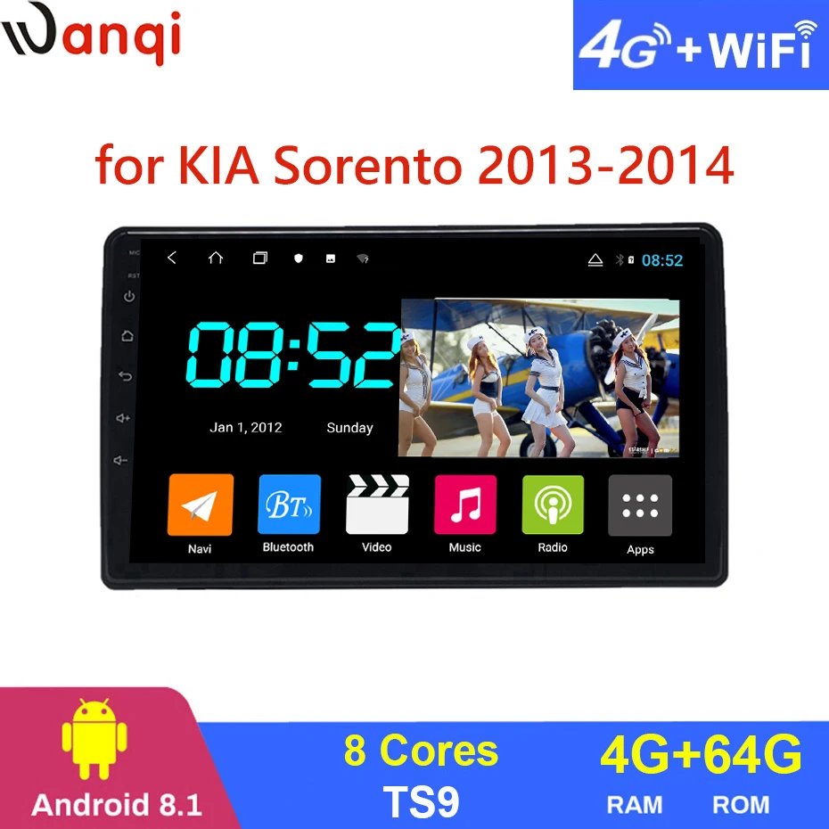 Android 8,1 автомобильный DVD 1din мультимедийная Navi система для KIA SORENTO 2013- Автомобильный gps навигатор стерео wifi головное устройство SWC wifi BT
