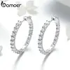 BAMOER Classic New Silver Color Round Circle Luminous Cubic Zirconia Stud Earrings for Women Hyperbole Earrings Jewelry YIE138 ► Photo 1/5