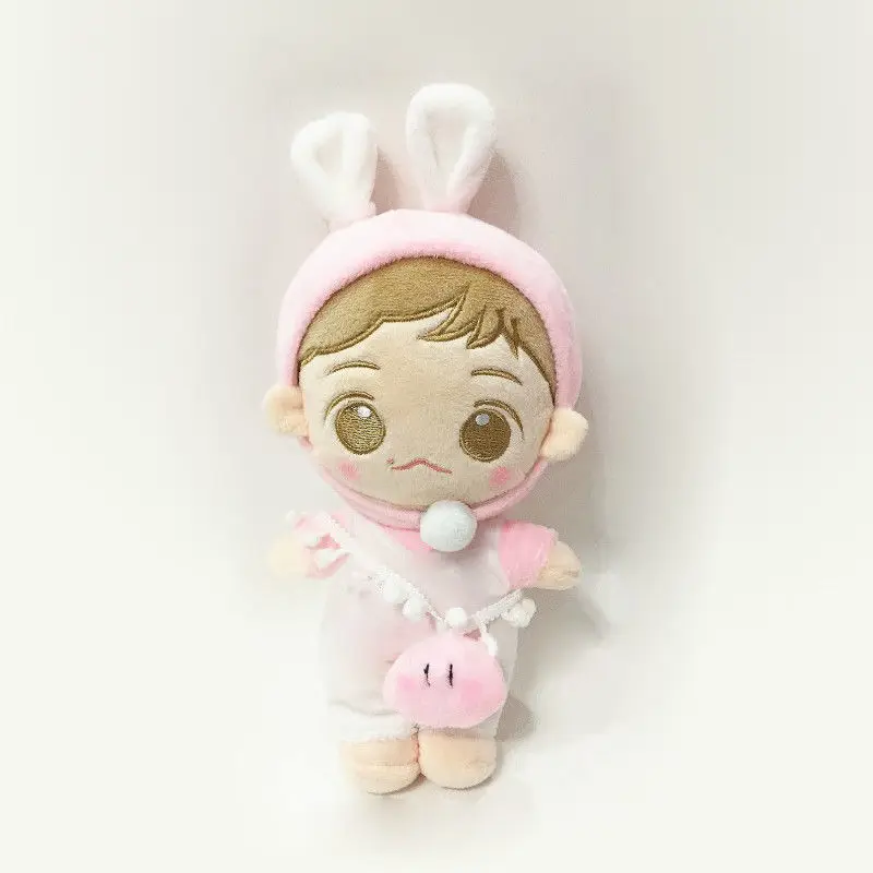 Korea Kawaii Pink Plush Toy Stuffed Doll with Clothes PP Cotton Cartoon Plush Toy Stuffed Doll Gift Toys Collection Fans Gifts