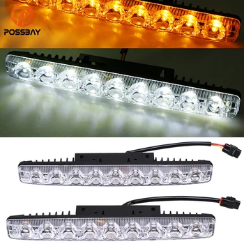 

POSSBAY LED Daytime Running Lights DRL 6LED 9LEDs DC12V 9000K Waterproof LED Signal Lights White Yellow Fog Lamps Assembly