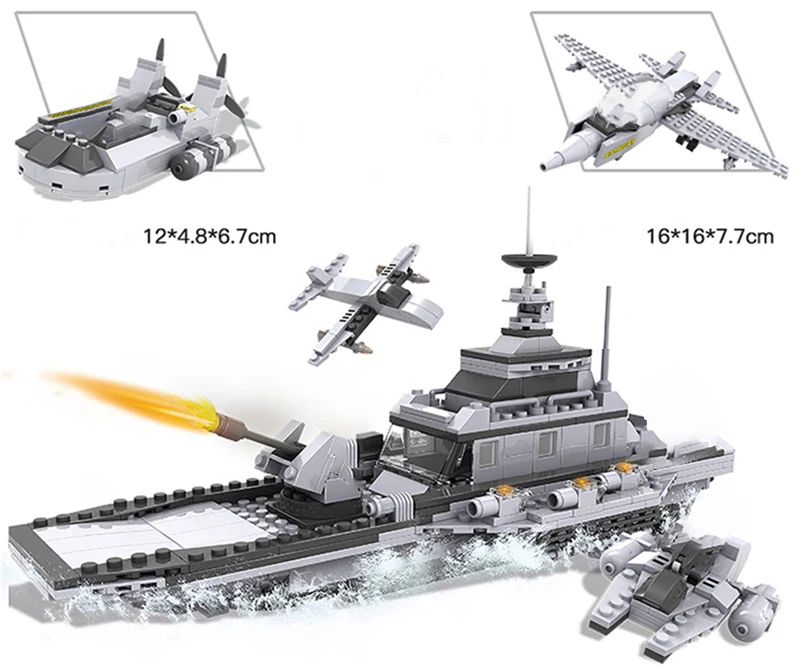 747 PCS Military Warship Aircraft Army Figures Building Blocks Construction Bricks Compatible LegoINGlys Children Toys (11)