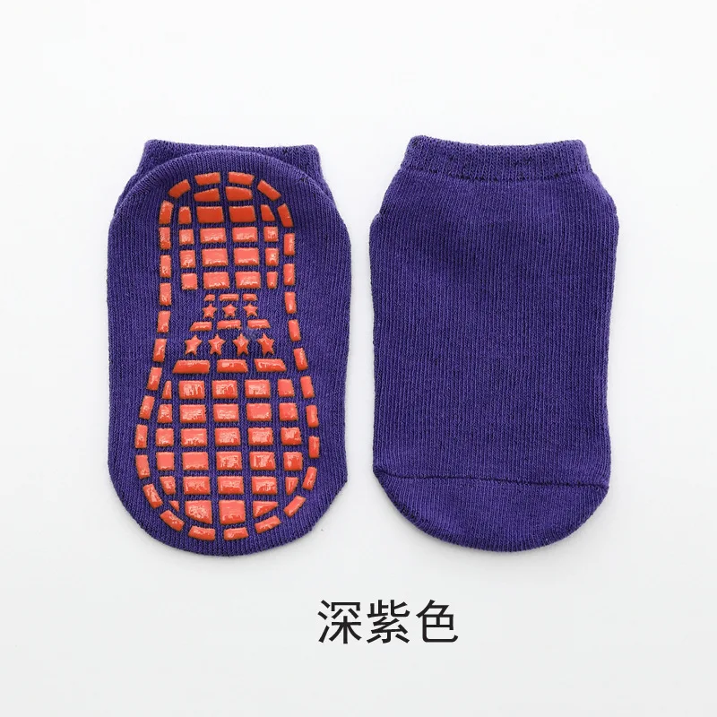 T167dark purple Противоскользящие носки для мальчиков и девочек Детские хлопковые Зеленые Носки для прыжков на батуте От 1 до 11 лет детские летние спортивные короткие носки для танцев и прогулок - Цвет: T167dark purple