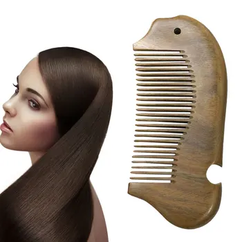 

1pc Hair Comb Fish Shaped Creative Vintage Green Sandalwood Massage Wooden Hair Comb Wooden Comb for Girls Women
