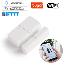 Tuya WIFI датчик двери APP управления дверной сигнализации безопасности магнитный выключатель беспроводной датчик открывания окна окна совместимы с магнитная дверь беспроводная противоугонный детектор
