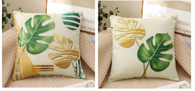 Copricuscini dal design a foglie tropicali, cuscino per divano stampato con  foglie di Monstera, cuscino in foglia di palma, cuscini decorativi con  foglie blu, decorazioni per la biancheria da letto 